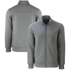 Men's Cutter & Buck  Gray Cincinnati Reds Roam Eco Recycled Full-Zip Jacket