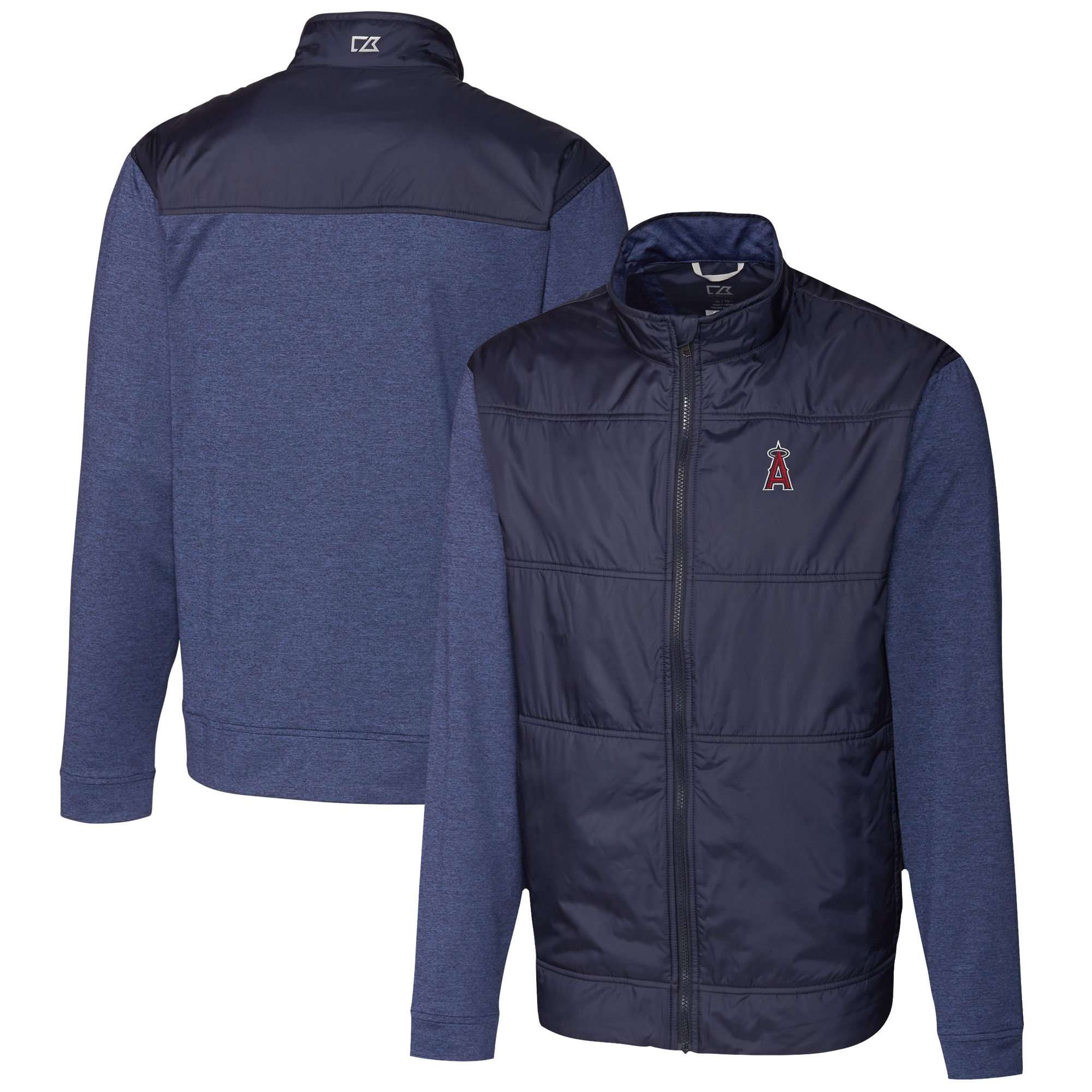 Men's Cutter & Buck Navy Los Angeles Angels Stealth Hybrid Quilted Full-Zip Windbreaker Jacket - Image 5