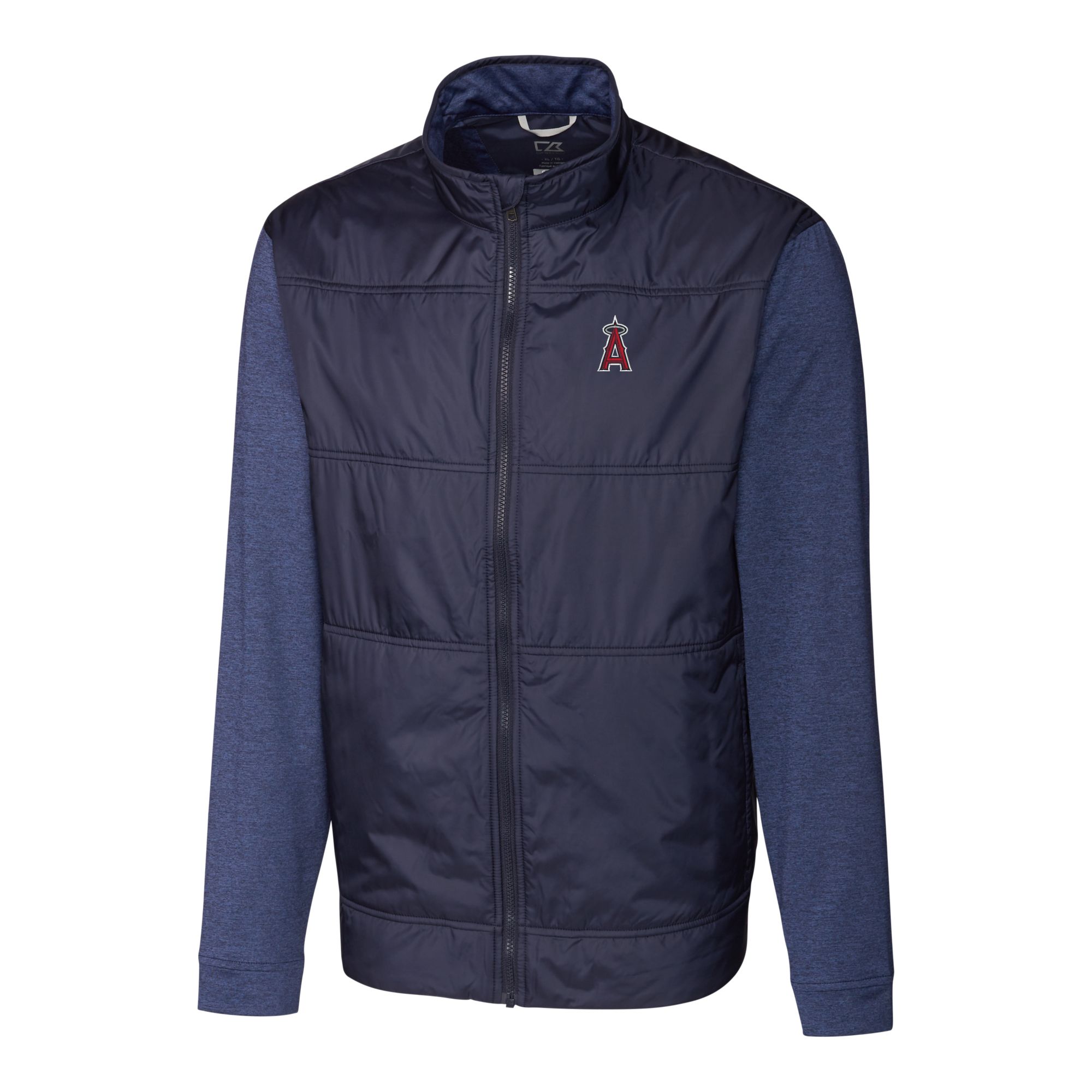 Men's Cutter & Buck Navy Los Angeles Angels Stealth Hybrid Quilted Full-Zip Windbreaker Jacket - Image 3