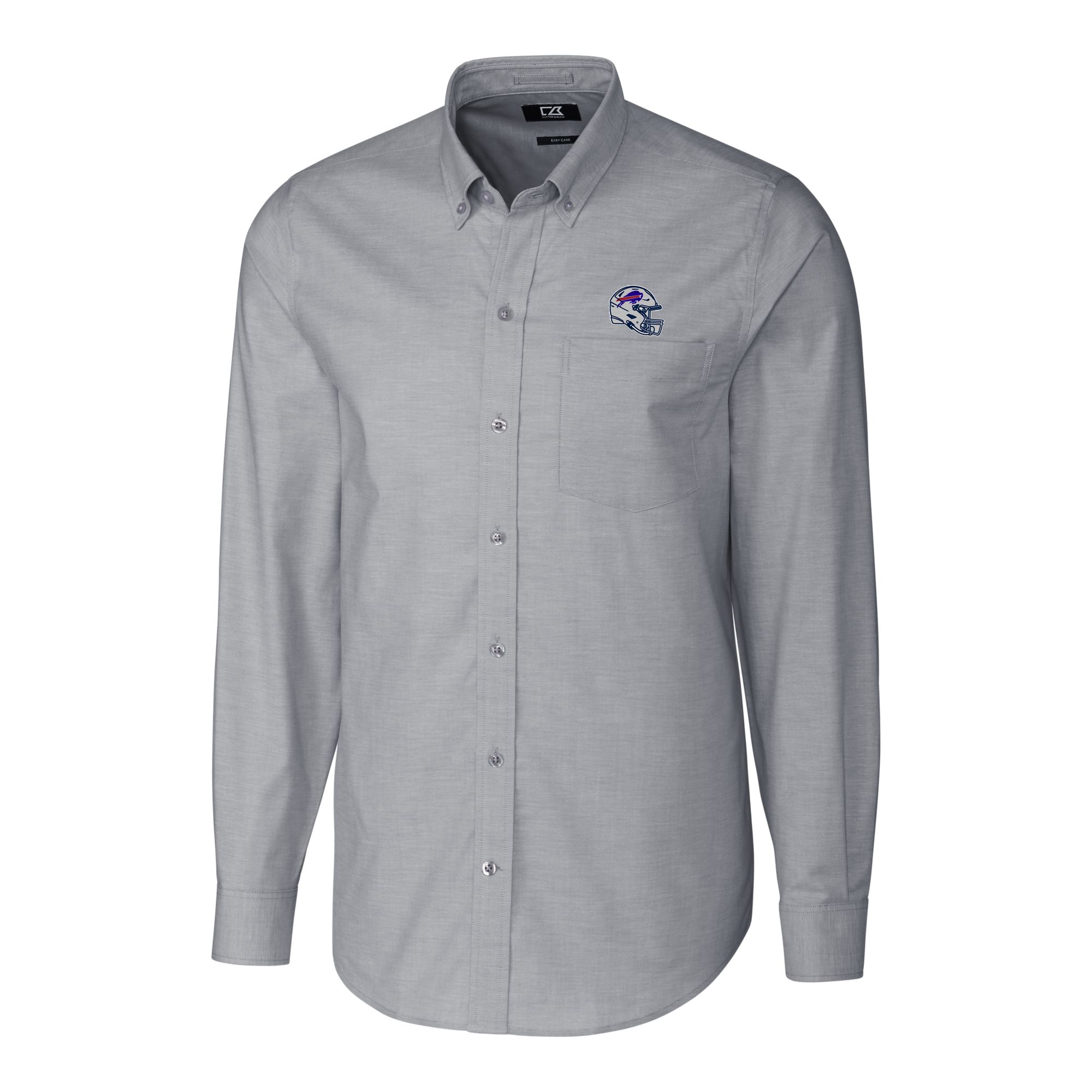 Men's Cutter & Buck Charcoal Buffalo Bills Helmet Stretch Oxford Long Sleeve Button-Down Shirt - Image 6