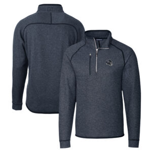 Men's Cutter & Buck  Navy Tennessee Titans Helmet Mainsail Sweater-Knit Half-Zip Pullover Jacket