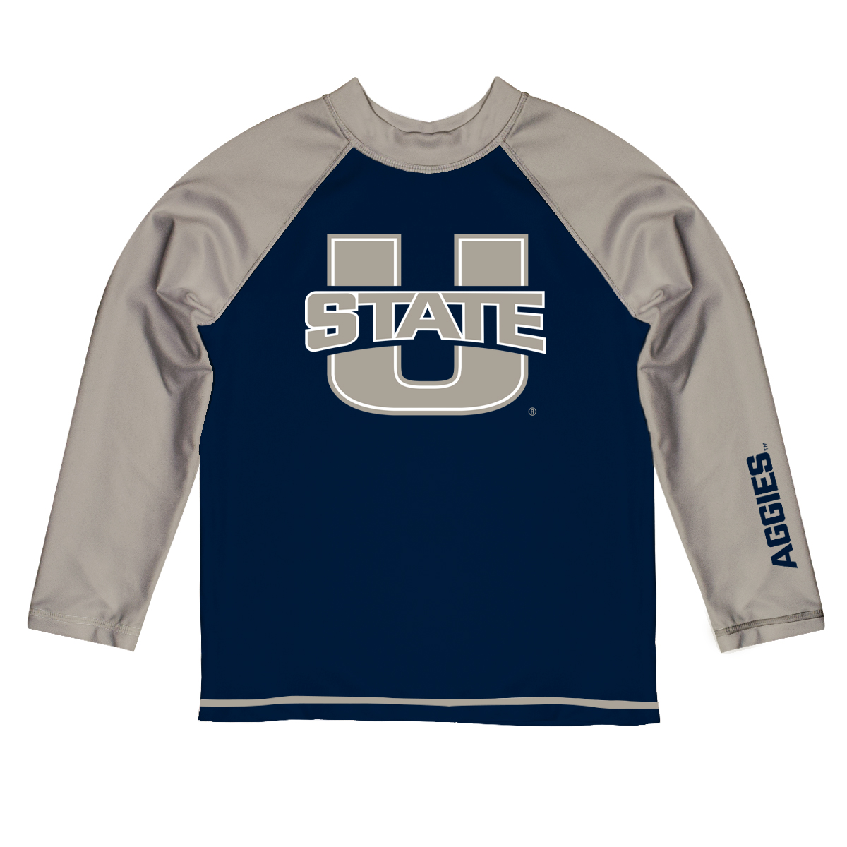 Toddler Vive La Fete Blue/Gray Utah State Aggies Solid Contrast Contrast Rash Guard