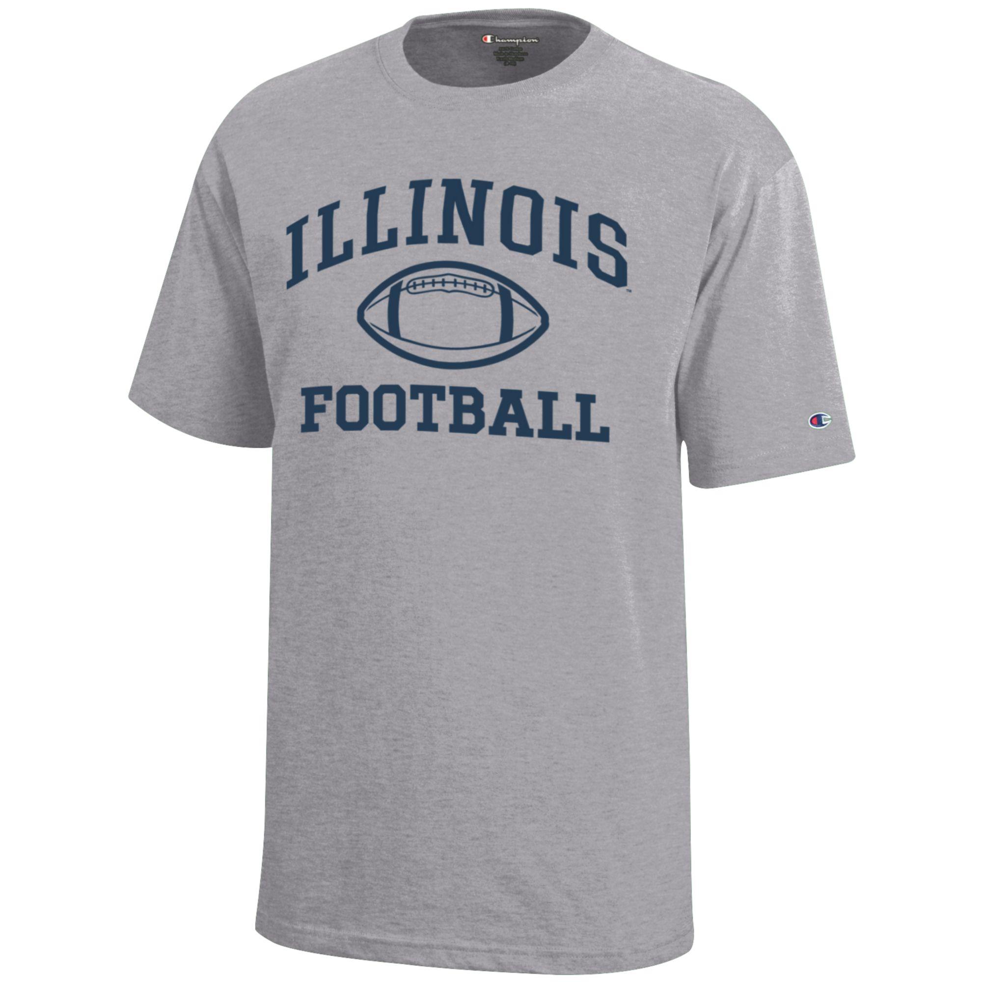 Youth Champion Gray Illinois Fighting Illini Icon Logo Football T-Shirt - Image 6