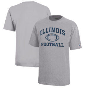 Youth Champion  Gray Illinois Fighting Illini Icon Logo Football T-Shirt