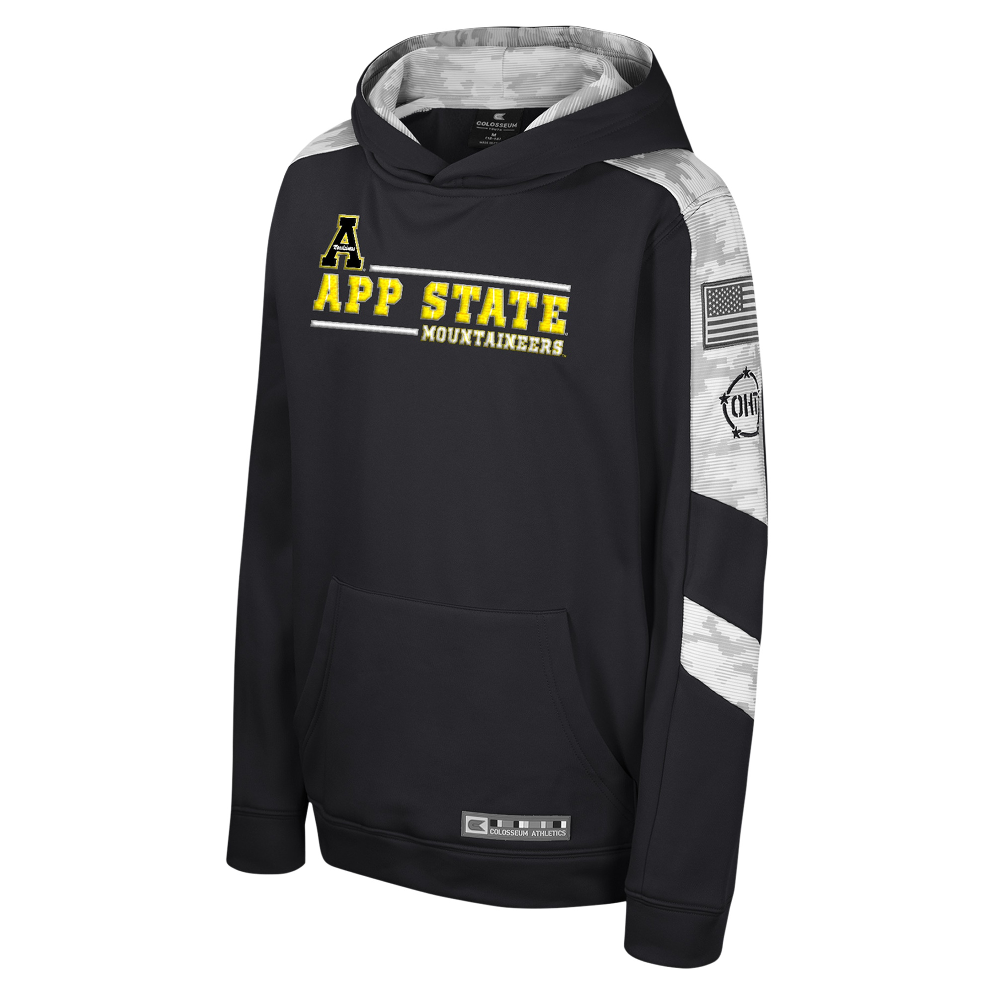 Youth Colosseum Black Appalachian State Mountaineers OHT Military Appreciation Cyclone Digital Camo Pullover Hoodie - Image 3