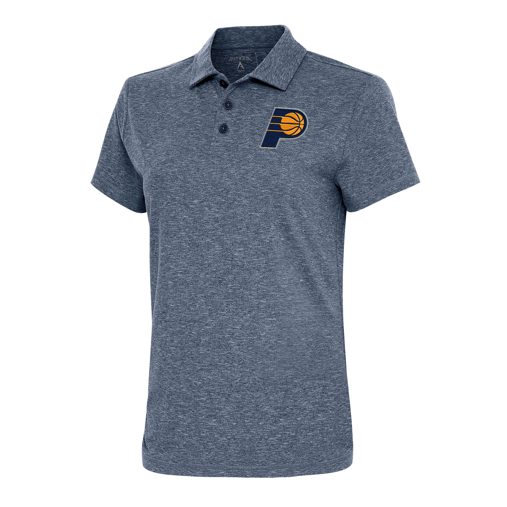 Women's Antigua Heather Navy Indiana Pacers Motivated Polo