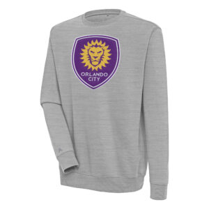 Men's Antigua Heather Gray Orlando City SC Victory Pullover Sweatshirt