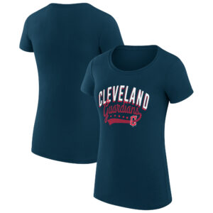 Women's G-III 4Her by Carl Banks  Navy Cleveland Guardians Filigree Team Fitted T-Shirt
