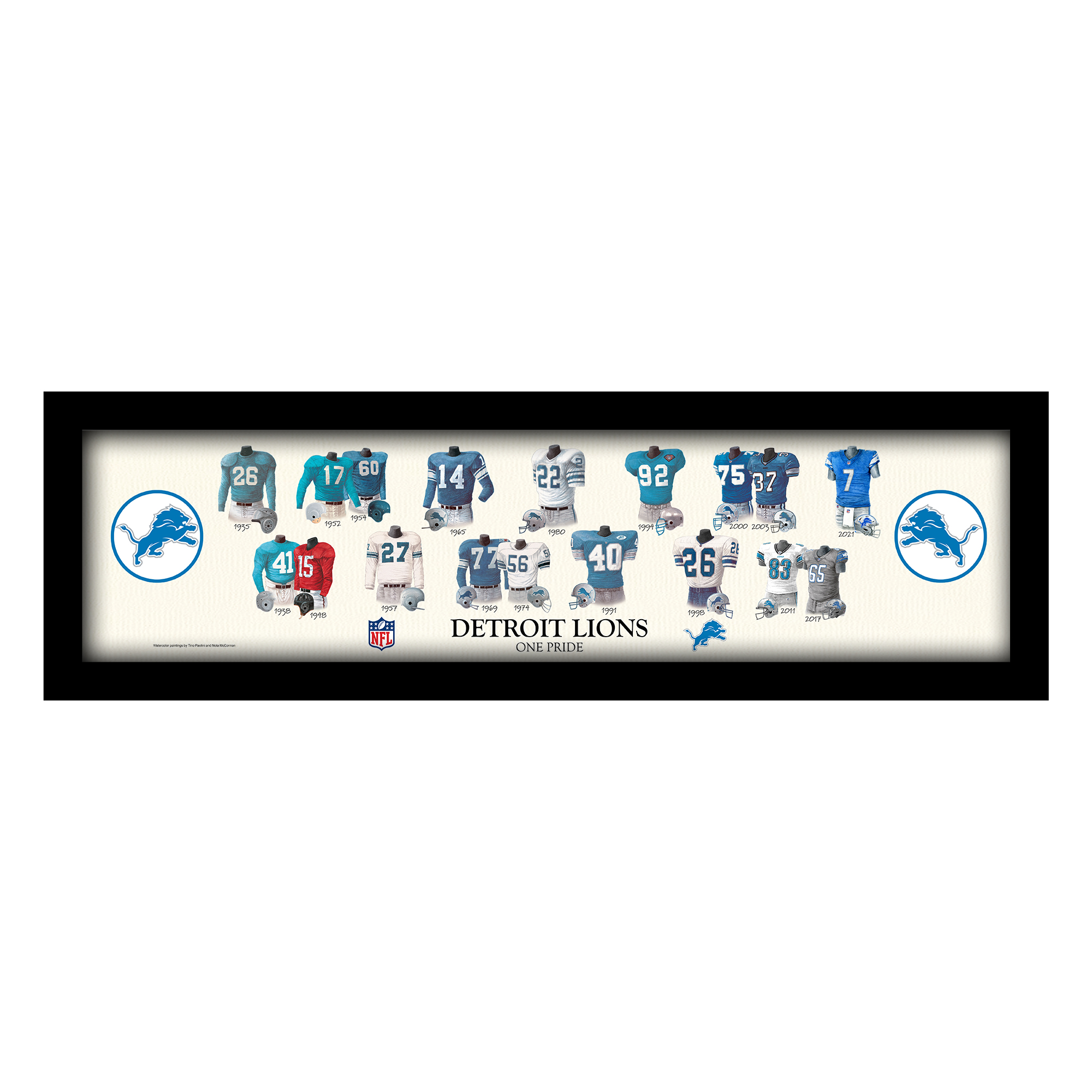 Detroit Lions 8" x 26" Framed Art Uniform Heritage Print - Image 5
