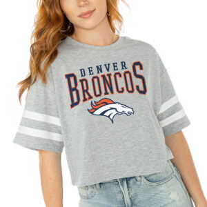 Women's Gameday Couture  Gray Denver Broncos Gridiron Glam Cropped T-Shirt