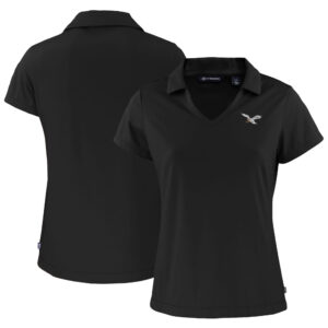 Women's Cutter & Buck  Black Philadelphia Eagles Throwback Daybreak Eco Recycled V-Neck Polo