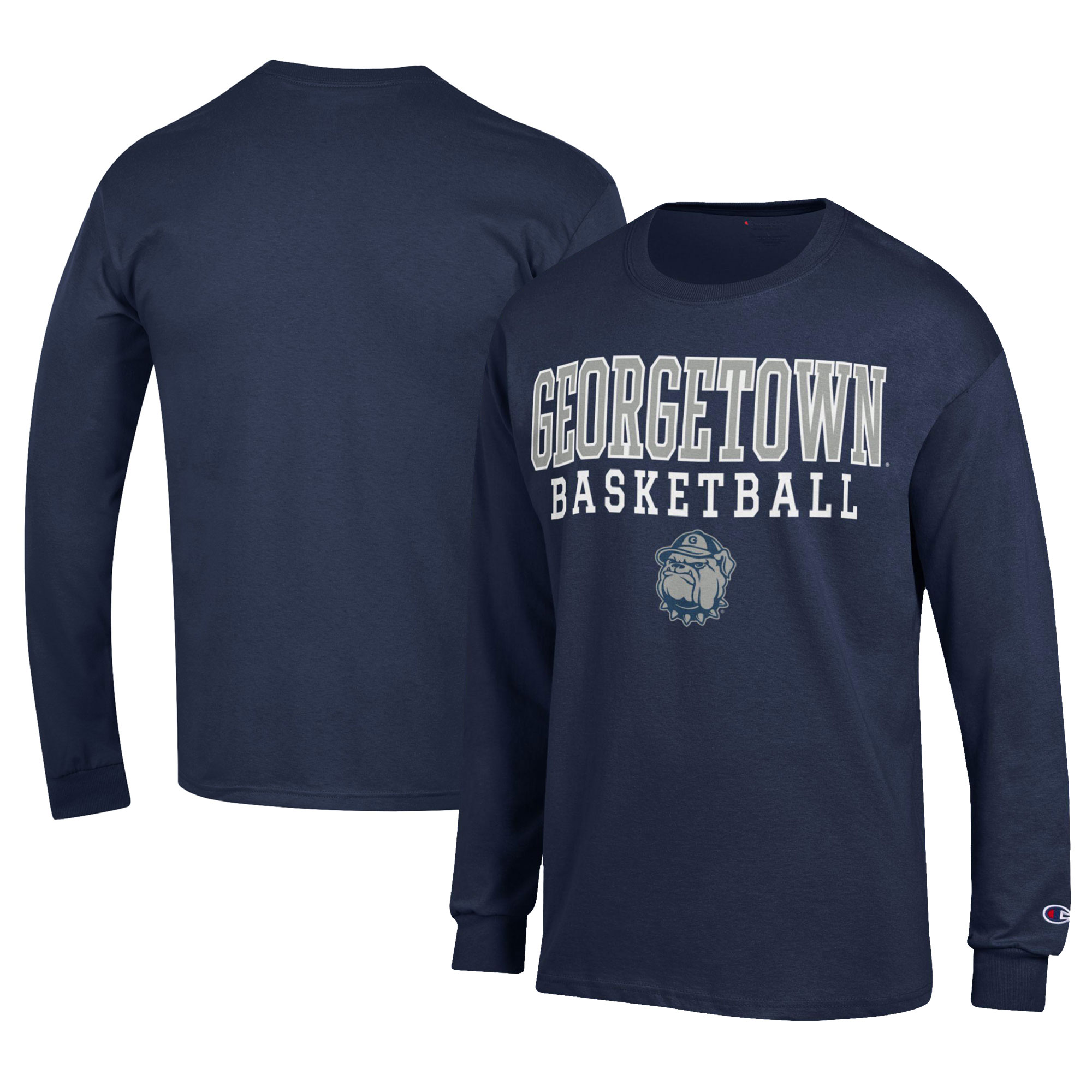 Men's Champion Navy Georgetown Hoyas Icon Logo Basketball Jersey Long Sleeve T-Shirt
