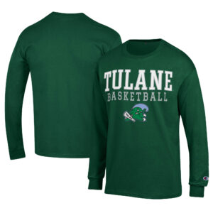 Men's Champion  Green Tulane Green Wave Icon Logo Basketball Jersey Long Sleeve T-Shirt