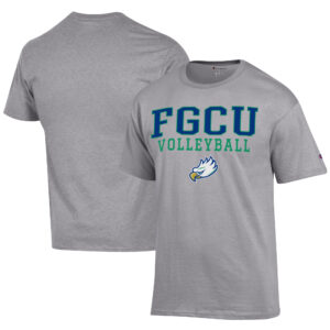 Men's Champion  Gray Florida Gulf Coast Eagles Icon Logo Volleyball Jersey T-Shirt