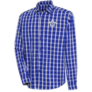 Men's Antigua  Blue Toronto Maple Leafs Carry Tri-Blend Button-Down Long Sleeve Shirt