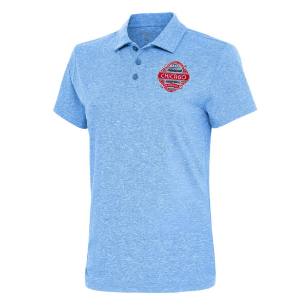 Women's Antigua  Heather Powder Blue Chicago Street Race Motivated Polo
