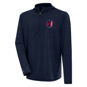 Men's Antigua  Heather Navy St. Louis City SC Tidy Quarter-Zip Pullover Hoodie