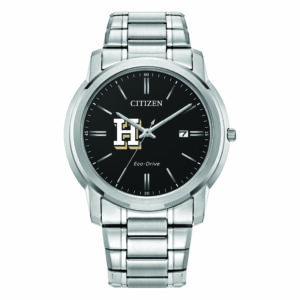 Men's Citizen Watch Silver Hamilton Continentals Eco-Drive Black Dial Stainless Steel Watch