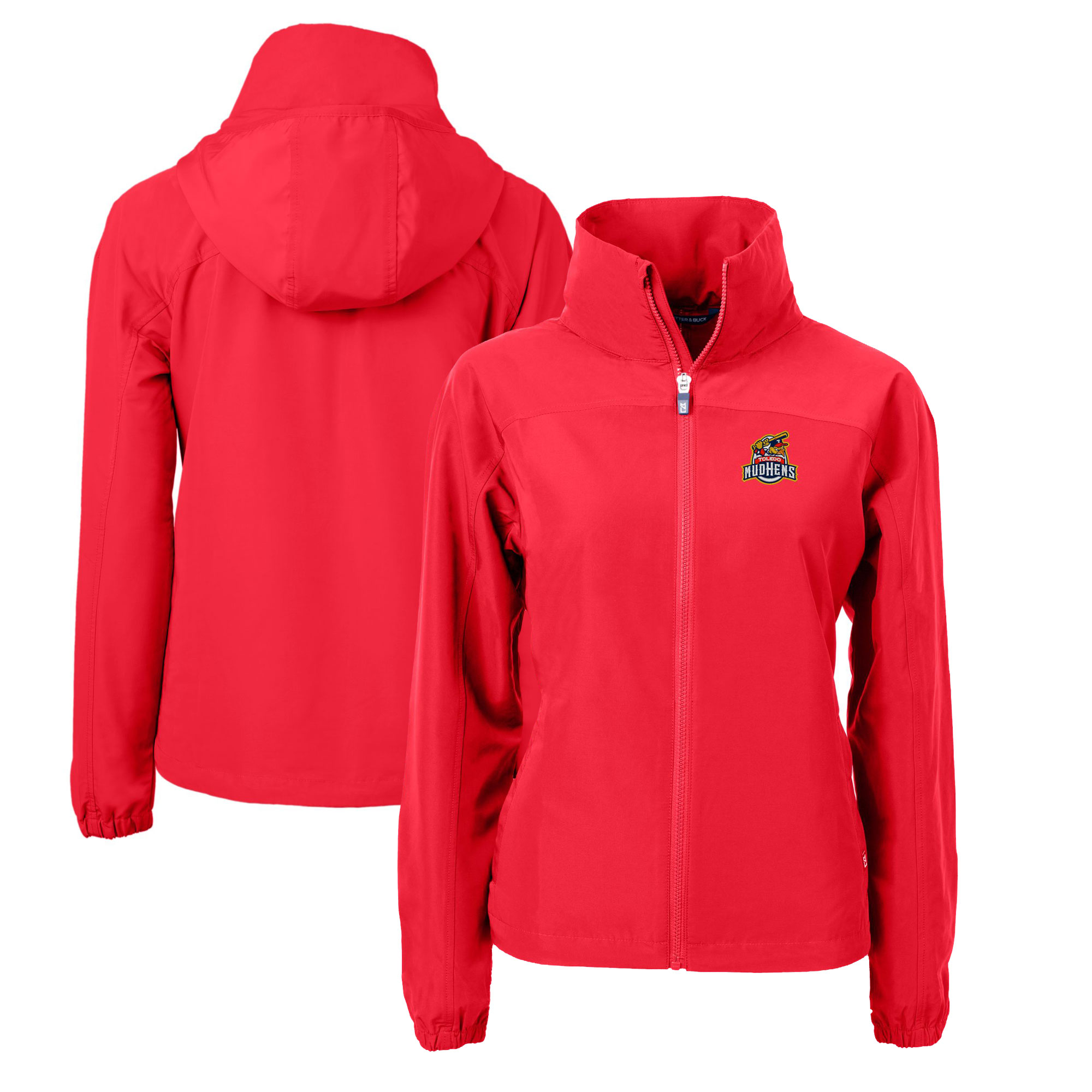Women's Cutter & Buck Red Toledo Mud Hens Charter Eco Recycled Full-Zip Jacket
