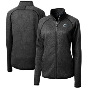 Women's Cutter & Buck  Heather Charcoal Columbus Clippers Mainsail Sweater-Knit Full-Zip Jacket