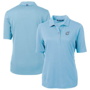 Women's Cutter & Buck Powder Blue Columbus Clippers Virtue DryTec Eco Pique Recycled Polo