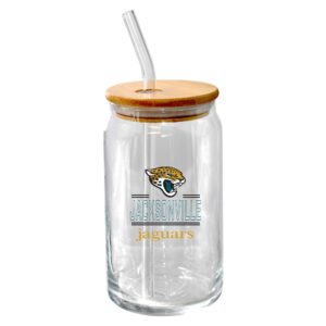 The Memory Company Jacksonville Jaguars 16oz. Classic Crew Beer Glass with Bamboo Lid