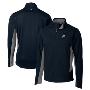 Men's Cutter & Buck Navy Northwest Arkansas Naturals Navigate Softshell Full-Zip Jacket