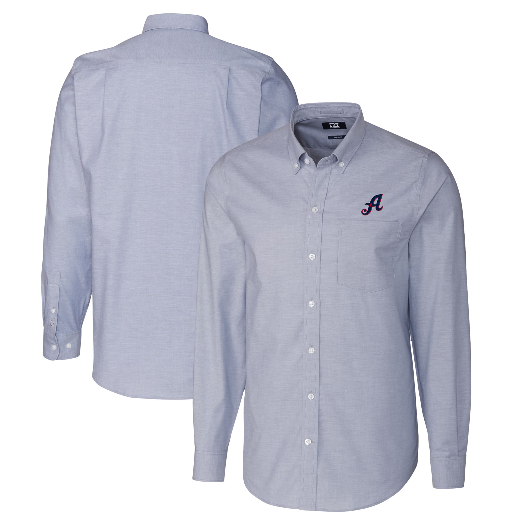 Men's Cutter & Buck Light Blue Reno Aces Oxford Stretch Long Sleeve Button-Down Dress Shirt