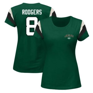 Women's Fanatics Aaron Rodgers Green New York Jets Plus Size Sleeve Stripe Name & Number T-Shirt