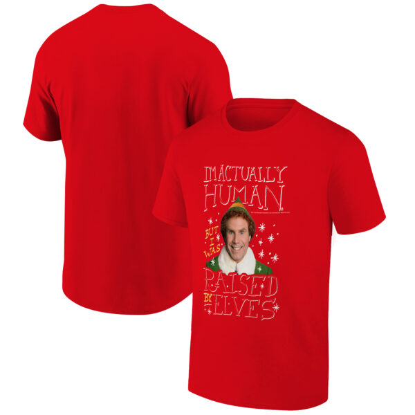 Men's Ripple Junction Red Elf I'm Actually Human Holiday Graphic T-Shirt - Image 4