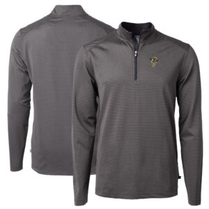 Men's Cutter & Buck Black Greensboro Grasshoppers Big & Tall Virtue Eco Pique Micro Stripe Recycled Quarter-Zip Pullover