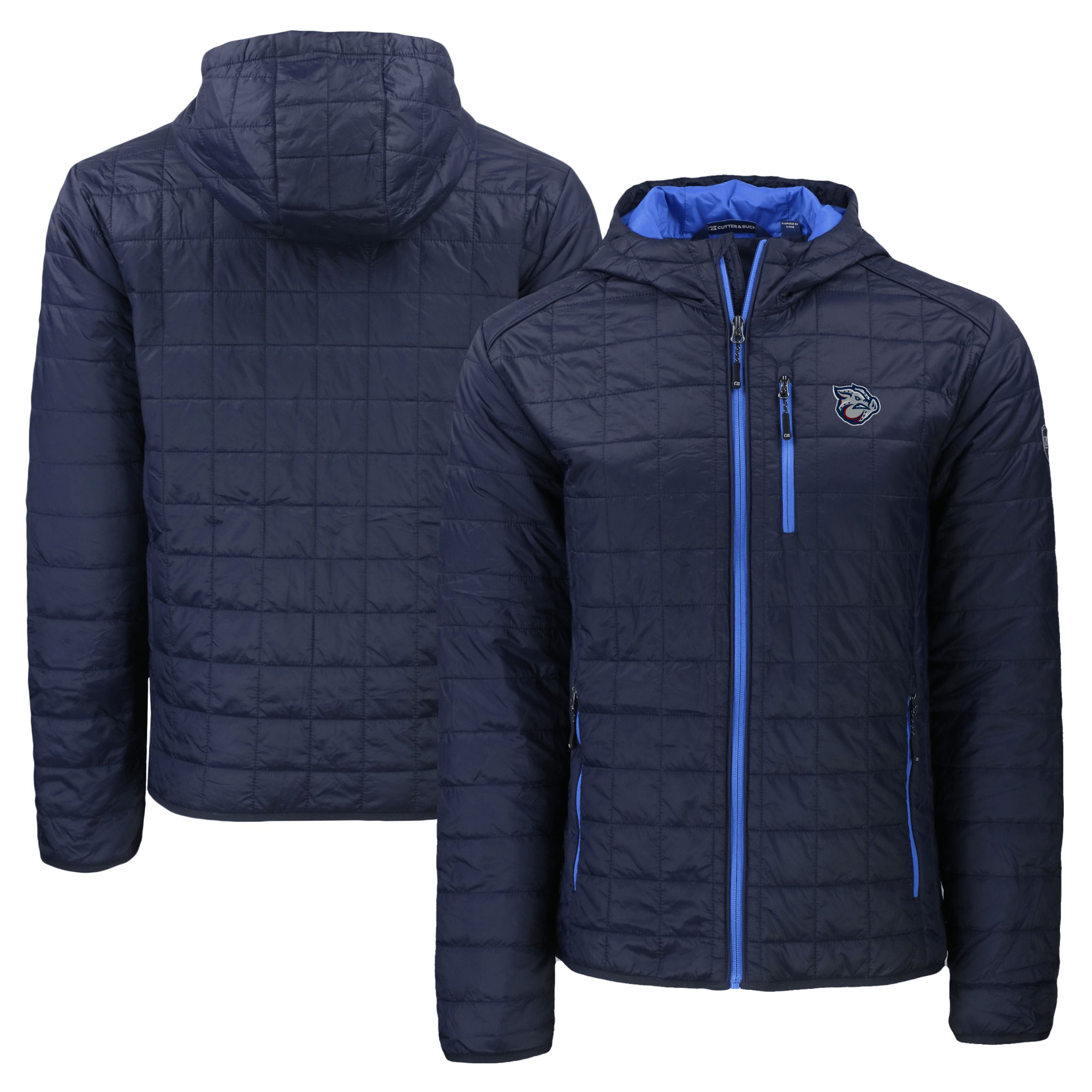 Men's Cutter & Buck Navy Lehigh Valley IronPigs Rainier PrimaLoft Eco Full-Zip Hooded Jacket - Image 5