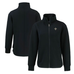 Women's Cutter & Buck  Black New Orleans Saints Roam Eco Recycled Full-Zip Jacket