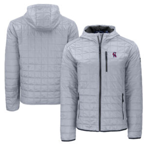 Men's Cutter & Buck  Gray Los Angeles Angels Cooperstown Collection Rainier Primaloft Eco Full-Zip Hooded Jacket