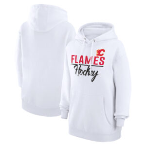 Women's G-III 4Her by Carl Banks  White Calgary Flames Team Fleece Pullover Hoodie