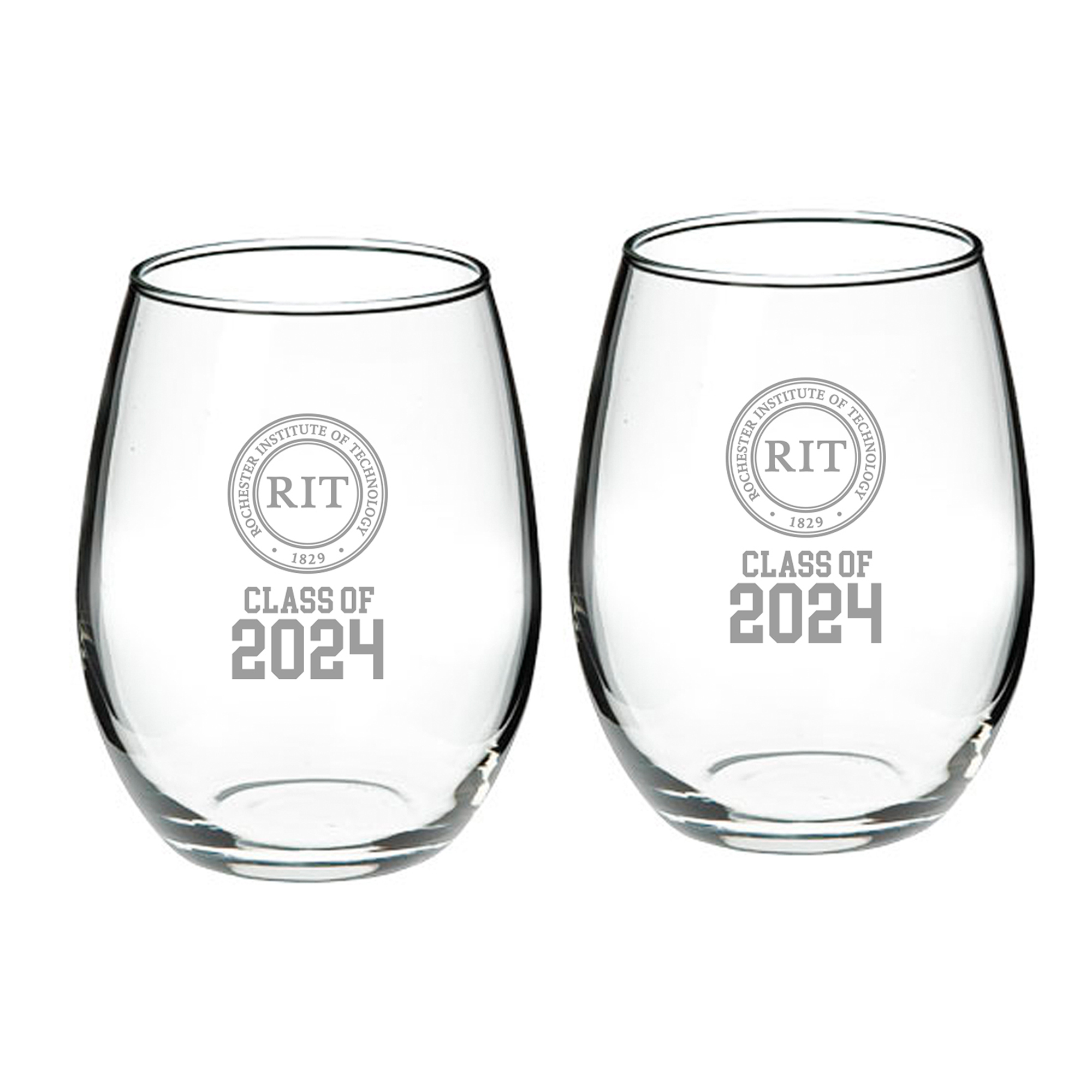 Rochester Institute of Technology Tigers Class of 2024 21oz. Two-Piece Stemless Wine Glass Set - Image 3