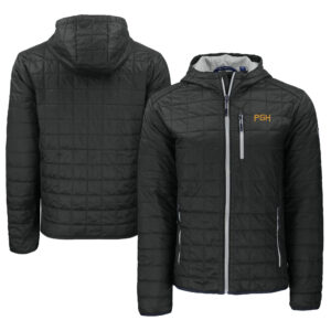Men's Cutter & Buck  Black Pittsburgh Pirates City Connect Rainier PrimaLoft Eco Full-Zip Hoodie