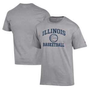 Men's Champion Heather Gray Illinois Fighting Illini Basketball Icon T-Shirt