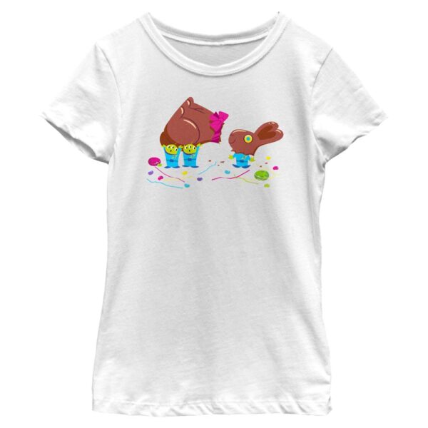 Girls Youth Mad Engine White Toy Story Chocolate Bunny Aliens Graphic T-Shirt