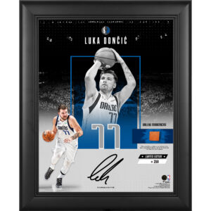 Luka Dončić Dallas Mavericks Facsimile Signature Framed 11" x 14" Impact Collage with a Piece of Team-Used Basketball - Limited Edition of 250