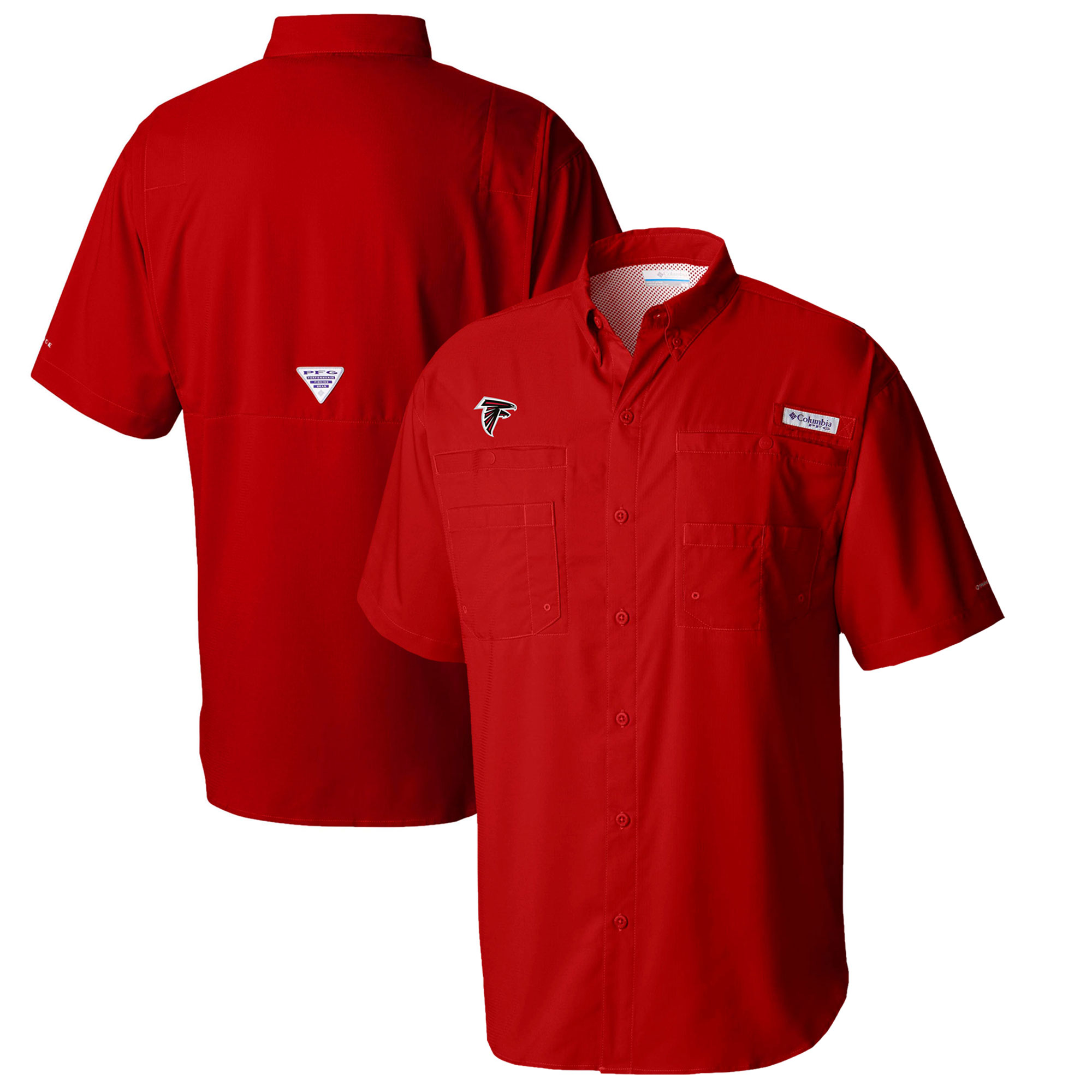 Men's Columbia Red Atlanta Falcons Tamiami Omni-Shade Button-Down Shirt