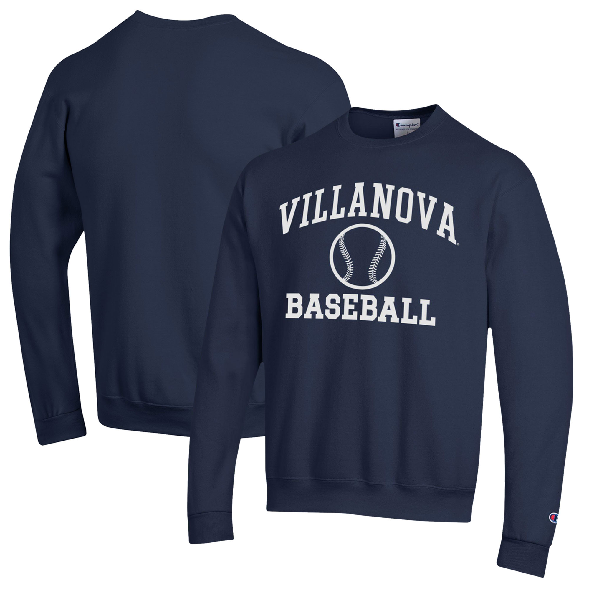 Men's Champion Navy Villanova Wildcats Icon Baseball Powerblend Pullover Sweatshirt