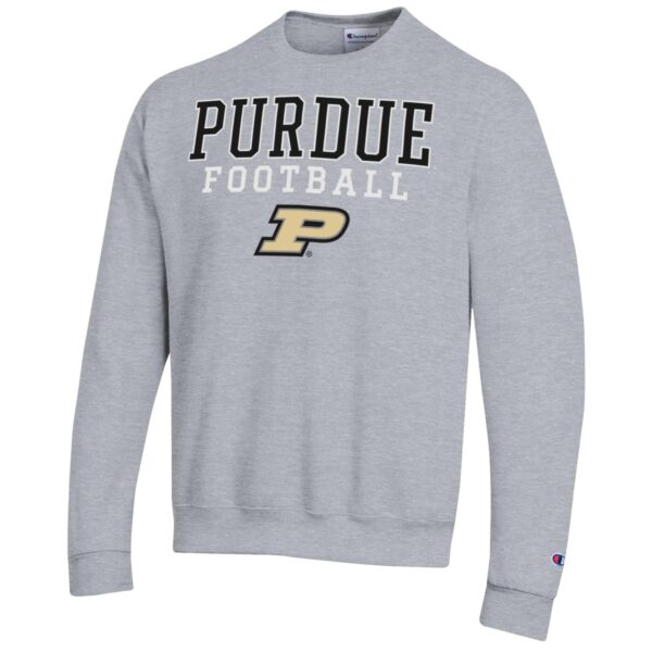 Men's Champion Heather Gray Purdue Boilermakers Football Stacked Pullover Sweatshirt - Image 6