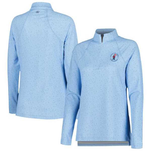 Women's 2024 U.S. Open Peter Millar Blue Limited-Edition Custom Print Perth Raglan Quarter-Zip Sweatshirt