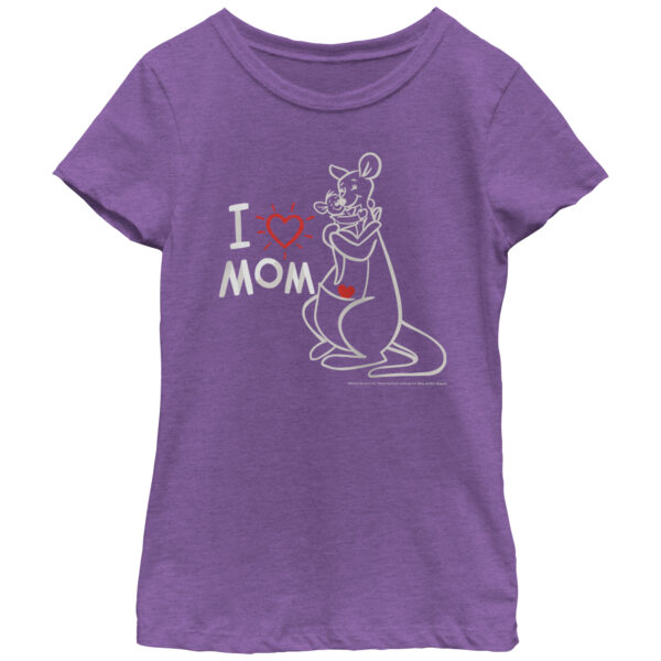 Girl's Youth Mad Engine  Purple Winnie the Pooh  I Heart Mom Graphic T-Shirt
