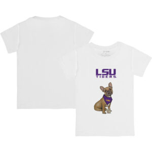 Youth Tiny Turnip White LSU Tigers French Bulldog T-Shirt
