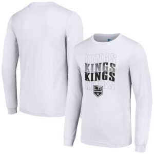 Men's Starter White Los Angeles Kings Four Team Name Logo Long Sleeve Graphic T-Shirt