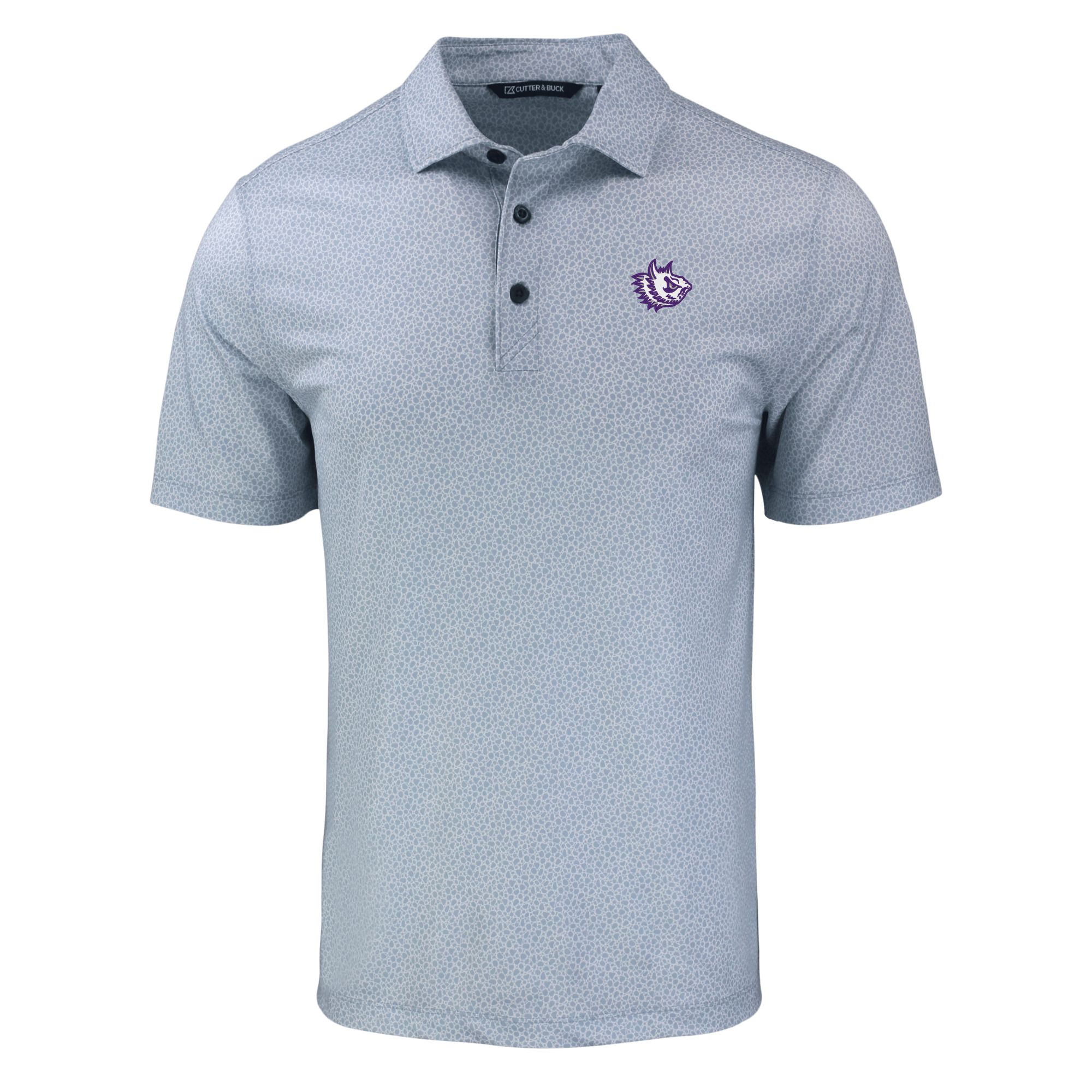 Men's Cutter & Buck Gray TCU Horned Frogs Pike Eco Pebble Print Stretch Recycled Polo - Image 11