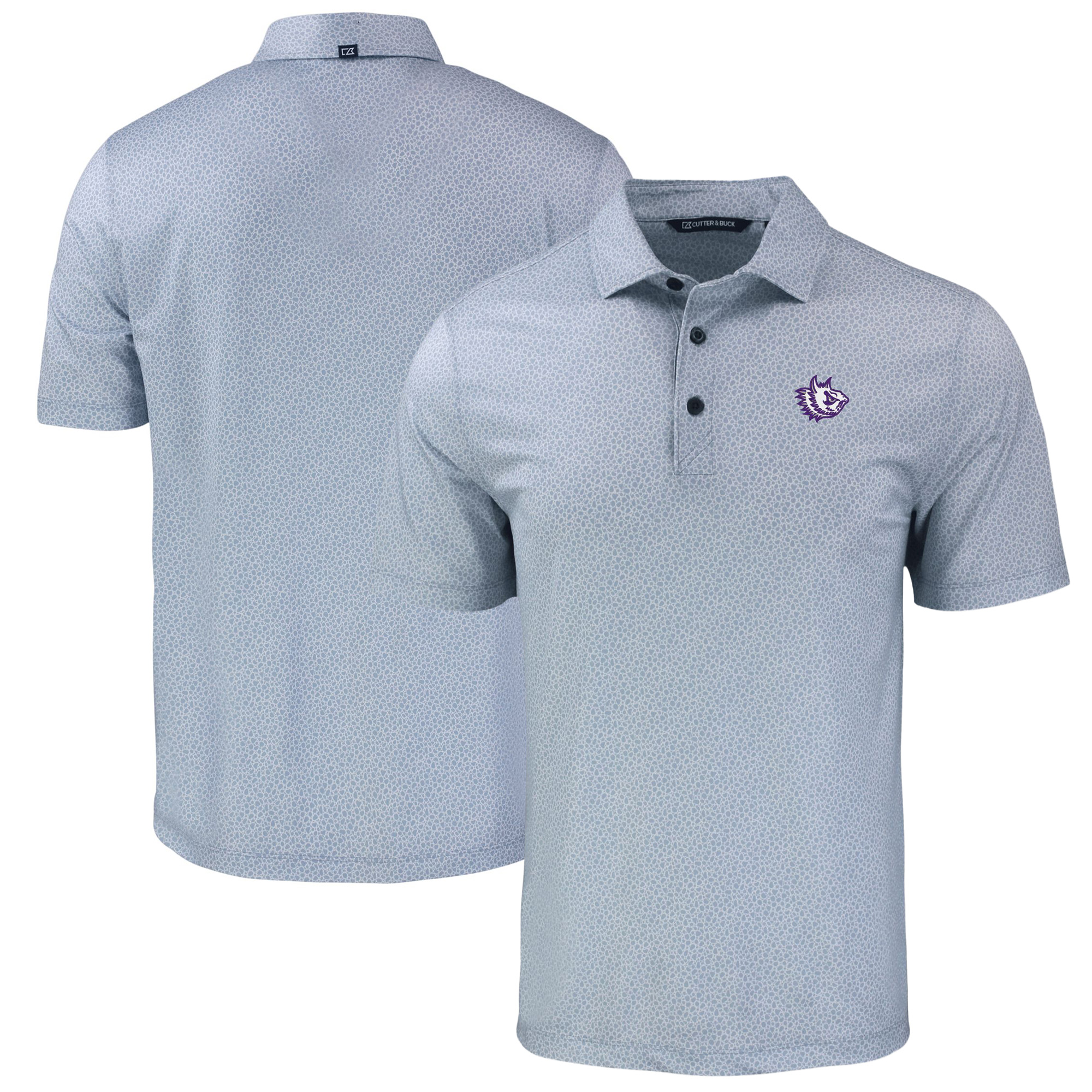 Men's Cutter & Buck Gray TCU Horned Frogs Pike Eco Pebble Print Stretch Recycled Polo