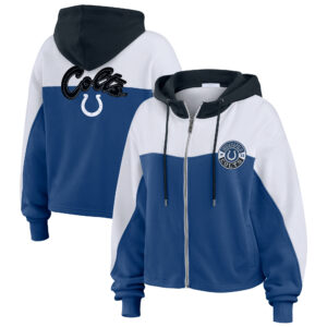 Women's WEAR by Erin Andrews Royal Indianapolis Colts Plus Size Color Block Full-Zip Hoodie